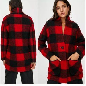 Aritzia Wilfred Free Off Duty Buffalo Check Textured Wool Cocoon Jacket Coat M